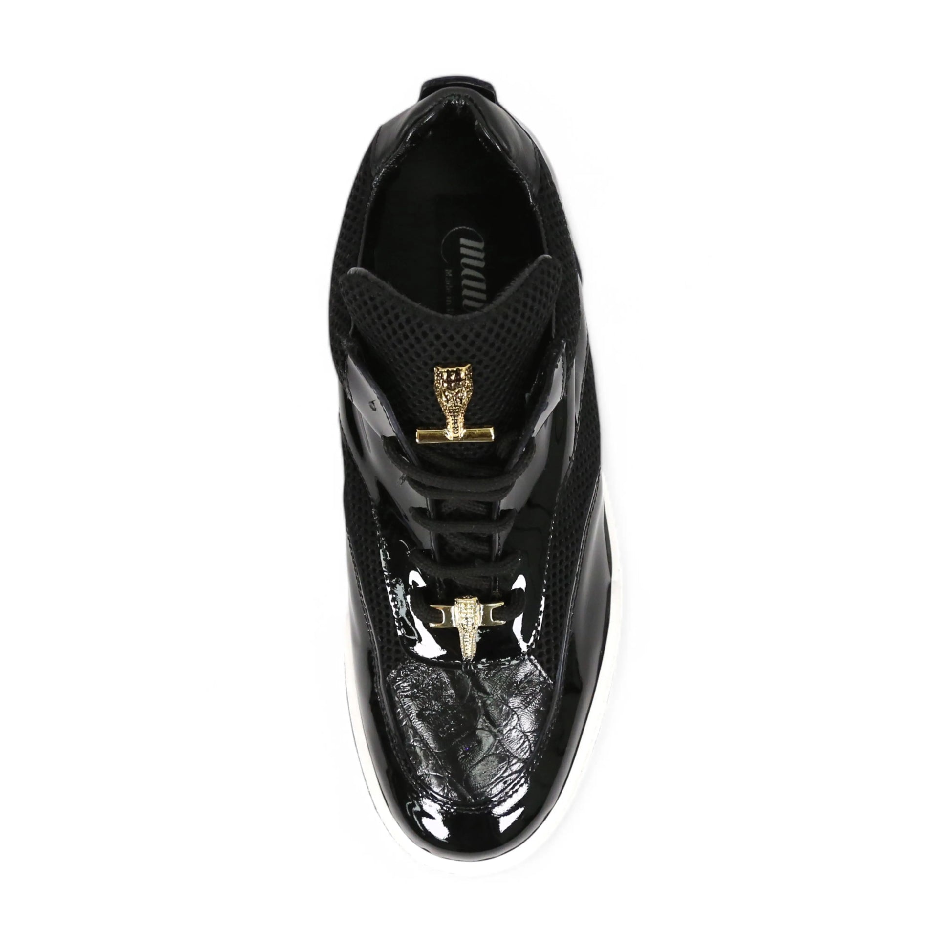 Mauri 8498/1 Black Genuine Baby Crocodile/Mesh Fabric/Nappa Sneakers
