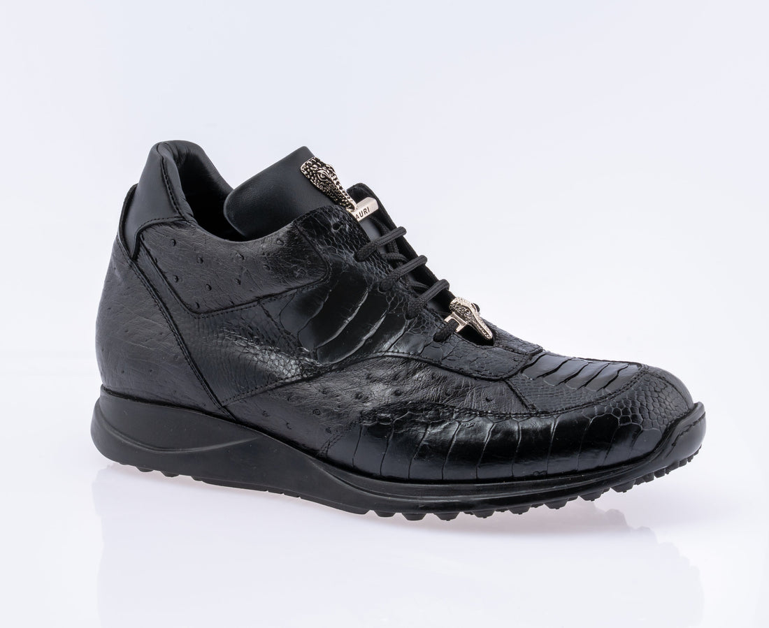 Mauri 8498/3 Black Genuine Ostrich/Ostrich Leg/Calf Sneakers