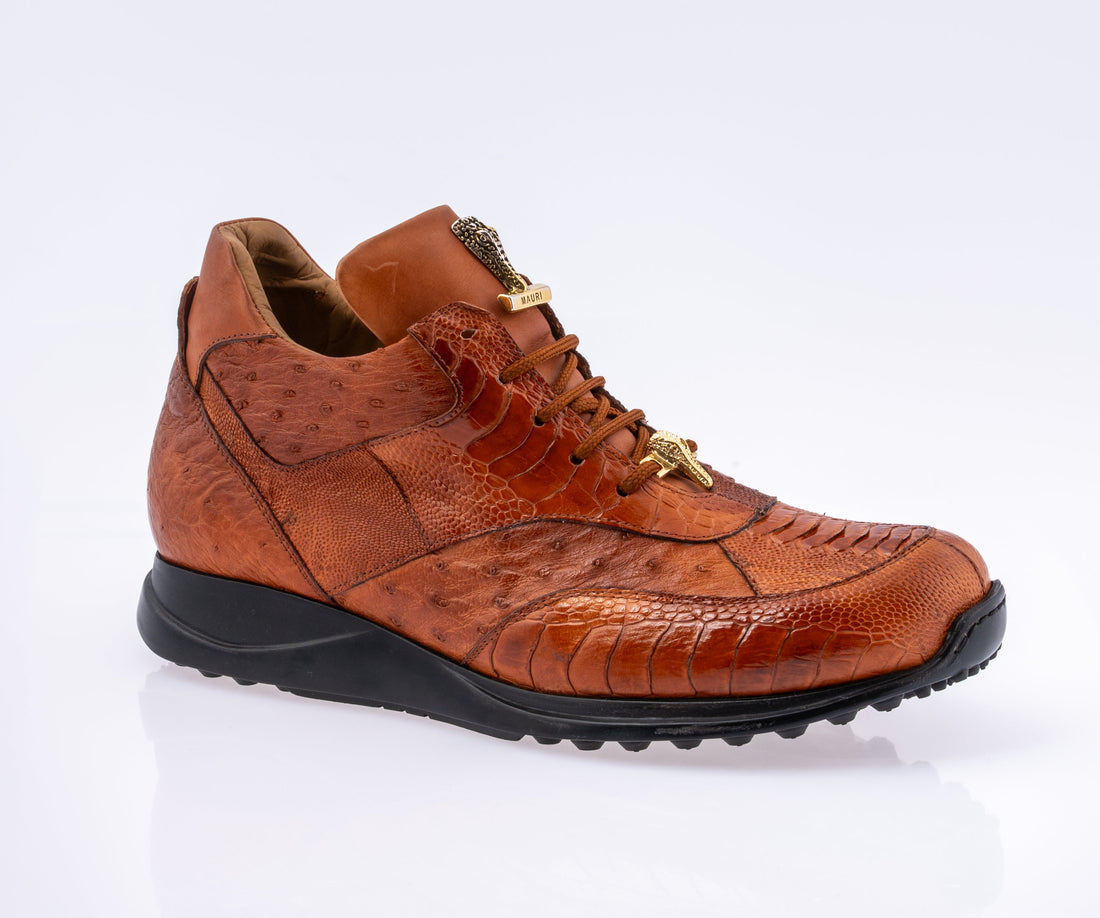 Mauri 8498/3 Cognac Genuine Ostrich/Ostrich Leg/Calf Sneakers