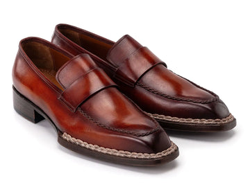 Paul Parkman Men's Brown Norwegian Welted Genuine Leather Loafers (ID#8503-BRW) PAUL PARKMAN