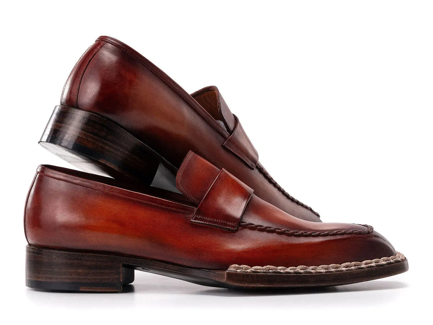 Paul Parkman Men's Brown Norwegian Welted Genuine Leather Loafers (ID#8503-BRW) PAUL PARKMAN