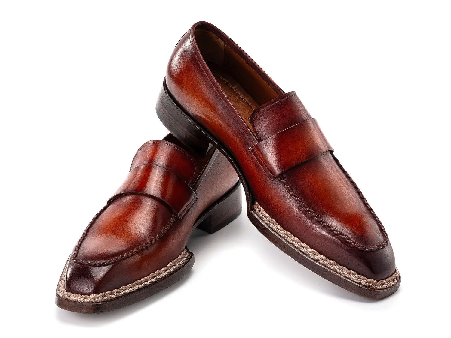Paul Parkman Men's Brown Norwegian Welted Genuine Leather Loafers (ID#8503-BRW) PAUL PARKMAN
