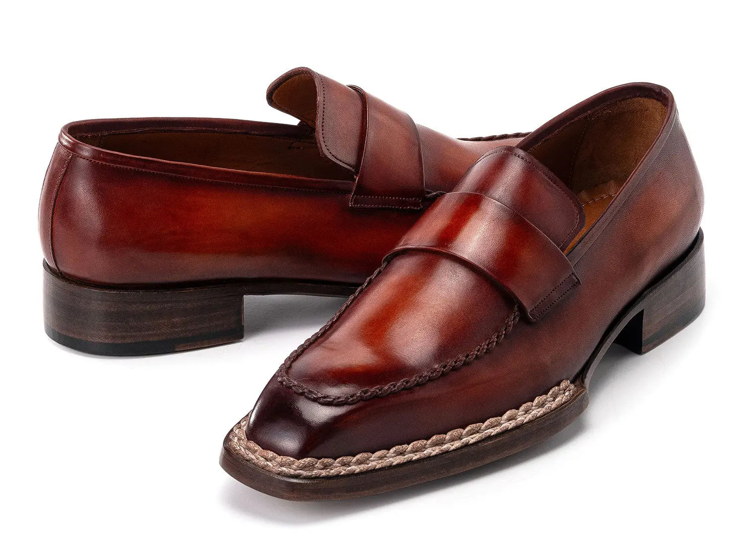 Paul Parkman Men's Brown Norwegian Welted Genuine Leather Loafers (ID#8503-BRW) PAUL PARKMAN