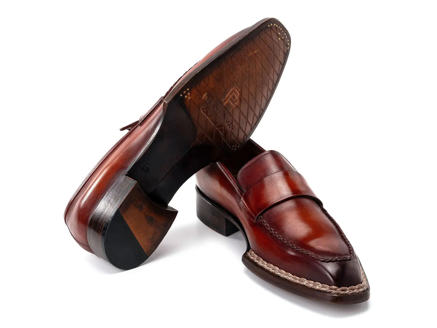 Paul Parkman Men's Brown Norwegian Welted Genuine Leather Loafers (ID#8503-BRW) PAUL PARKMAN