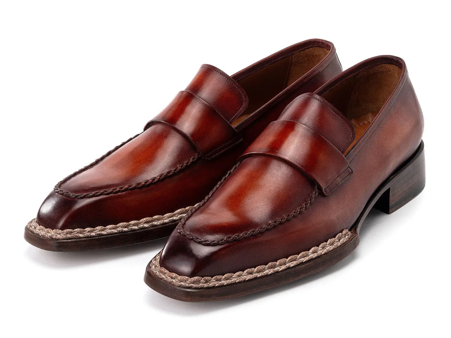 Paul Parkman Men's Brown Norwegian Welted Genuine Leather Loafers (ID#8503-BRW) PAUL PARKMAN