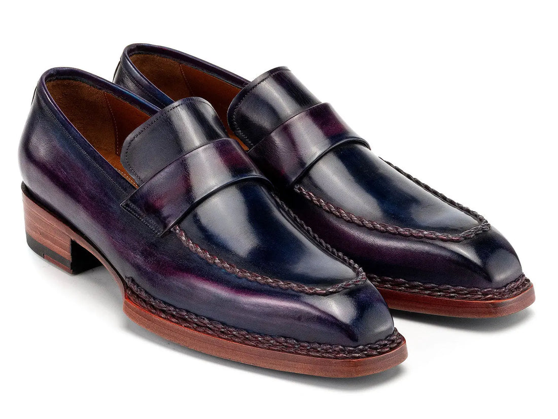 Paul Parkman Men's Purple Patina Norwegian Welted Genuine Leather Loafers (ID#8503-PRP) PAUL PARKMAN