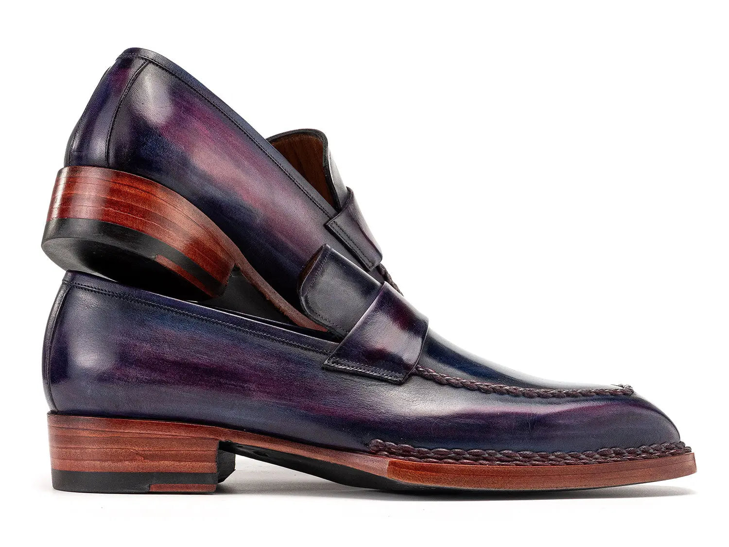 Paul Parkman Men's Purple Patina Norwegian Welted Genuine Leather Loafers (ID#8503-PRP) PAUL PARKMAN