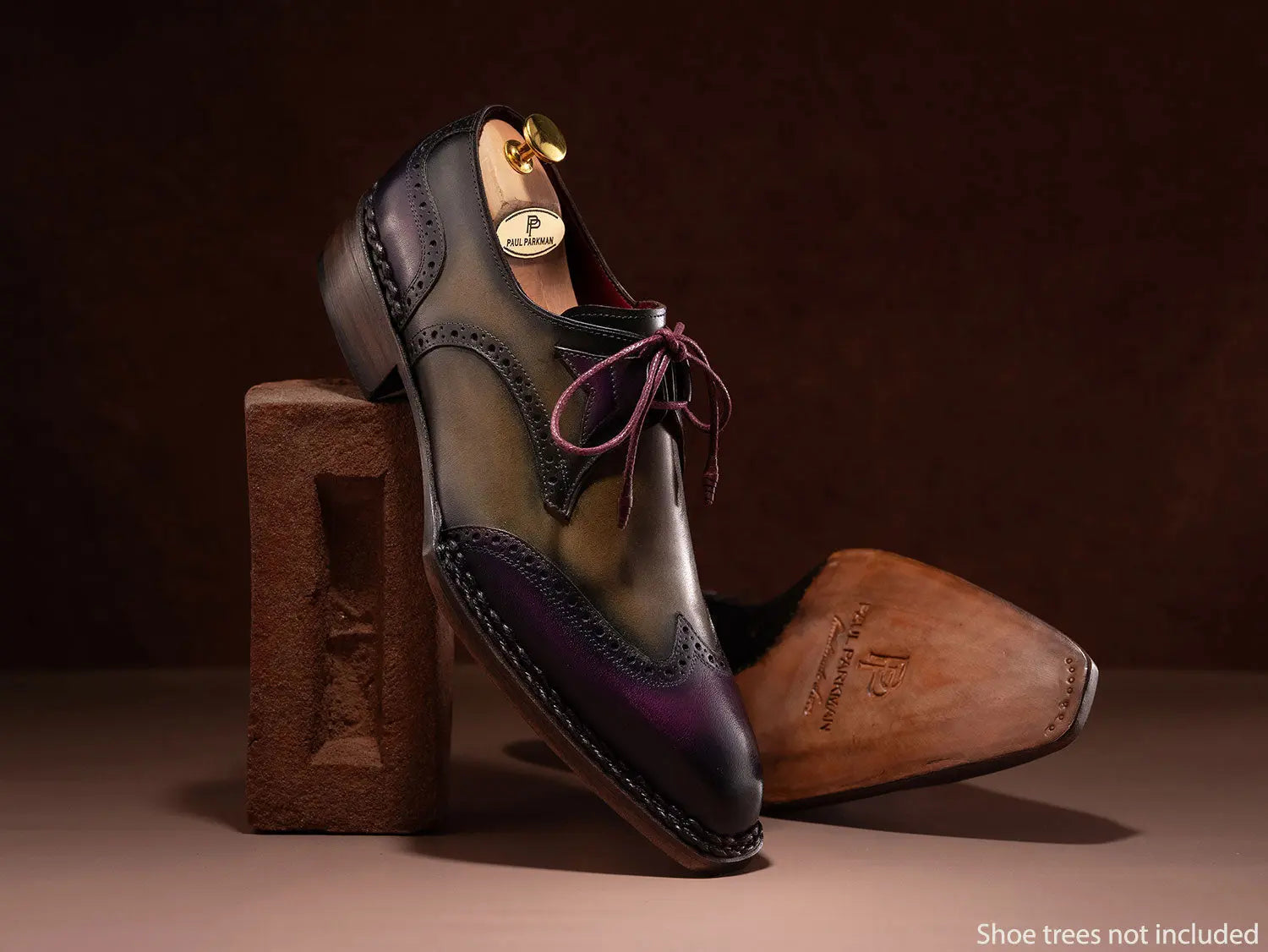 Paul Parkman Men's Purple/Olive Norwegian Welted Wingtip Oxfords (ID#8505-PRP) PAUL PARKMAN
