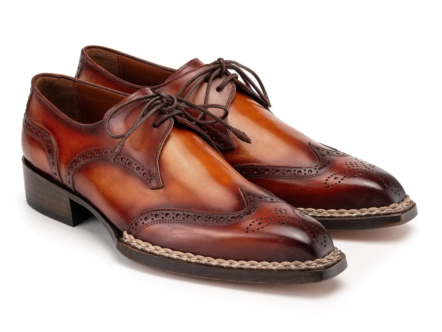 Paul Parkman Men's Brown Norwegian Welted Wingtip Derby Shoes (ID#8506-BRW) PAUL PARKMAN