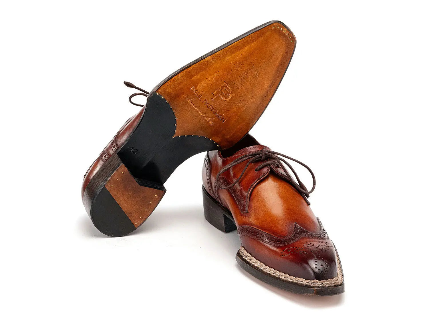 Paul Parkman Men's Brown Norwegian Welted Wingtip Derby Shoes (ID#8506-BRW) PAUL PARKMAN