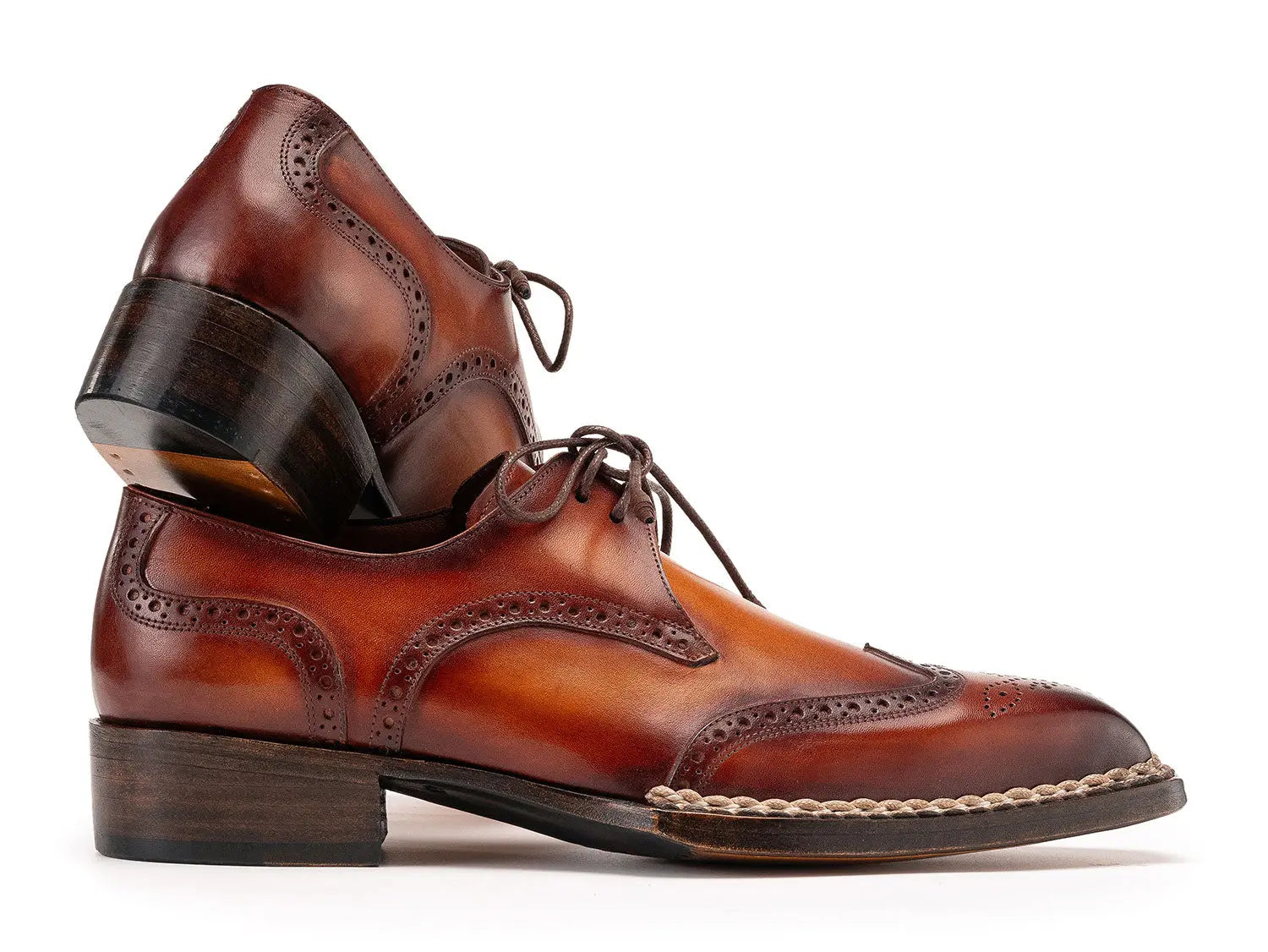 Paul Parkman Men's Brown Norwegian Welted Wingtip Derby Shoes (ID#8506-BRW) PAUL PARKMAN