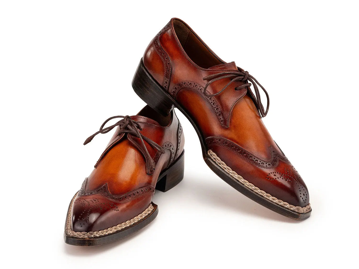 Paul Parkman Men's Brown Norwegian Welted Wingtip Derby Shoes (ID#8506-BRW) PAUL PARKMAN