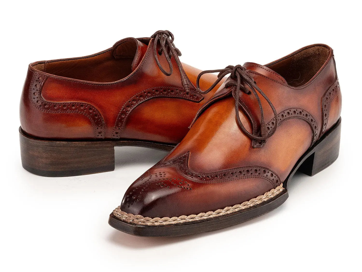 Paul Parkman Men's Brown Norwegian Welted Wingtip Derby Shoes (ID#8506-BRW) PAUL PARKMAN