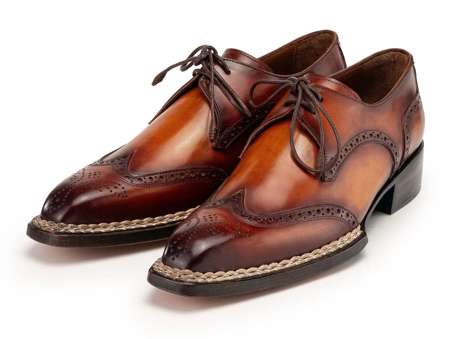 Paul Parkman Men's Brown Norwegian Welted Wingtip Derby Shoes (ID#8506-BRW) PAUL PARKMAN