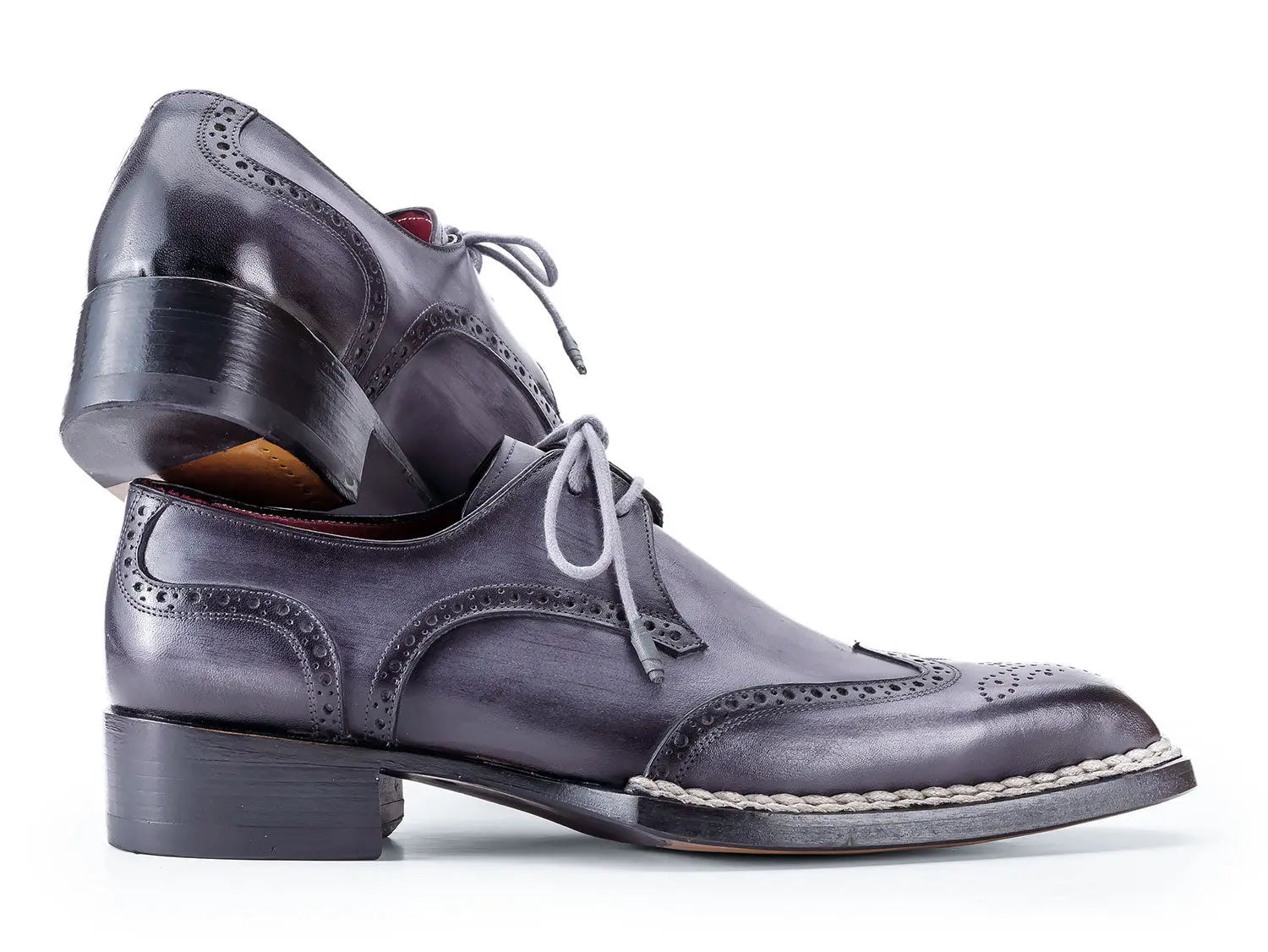 Paul Parkman Men's Blue/Grey Norwegian Welted Wingtip Derby Shoes (ID#8506-BLU) PAUL PARKMAN
