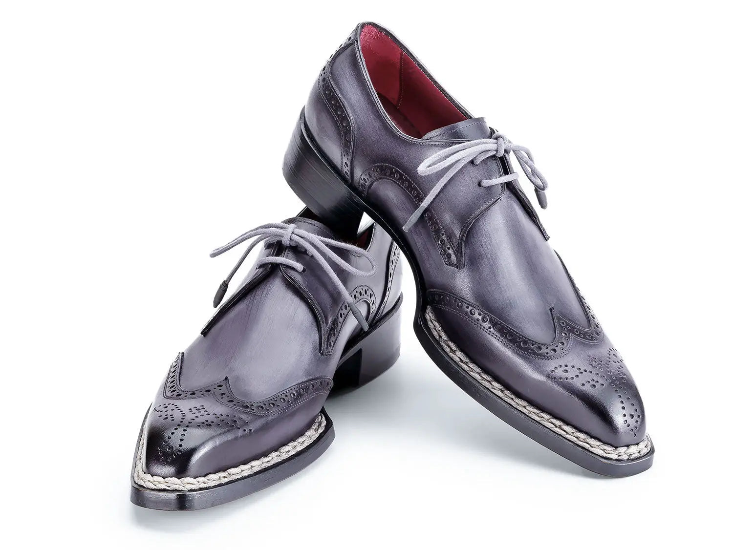 Paul Parkman Men's Blue/Grey Norwegian Welted Wingtip Derby Shoes (ID#8506-BLU) PAUL PARKMAN