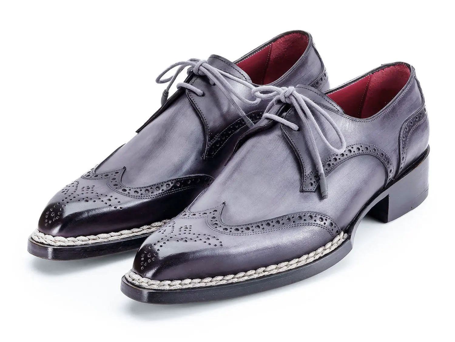 Paul Parkman Men's Blue/Grey Norwegian Welted Wingtip Derby Shoes (ID#8506-BLU) PAUL PARKMAN