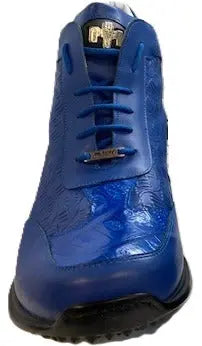 Mauri Trio 8510 Royal Blue Genuine Baby Crocodile/Nappa/Nappa Embossed Casual Sneakers