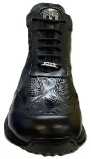 Mauri Trio 8510 Black Genuine Baby Crocodile/Nappa/Nappa Embossed Casual Sneakers