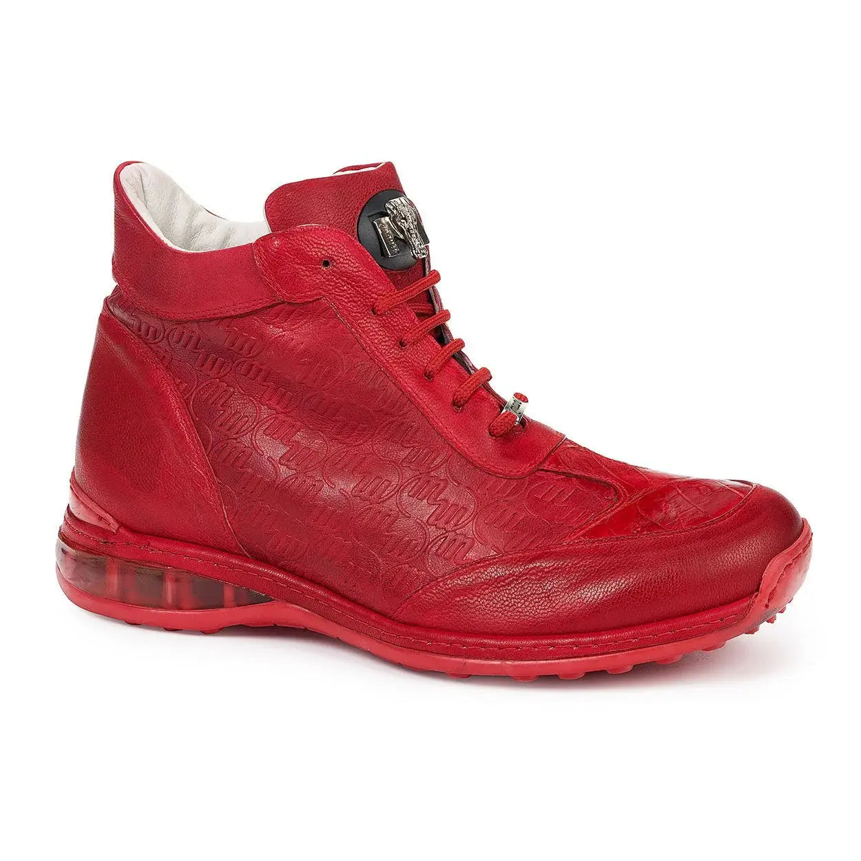Mauri Trio 8510 Red Genuine Baby Crocodile/Nappa/Nappa Embossed Casual Sneakers