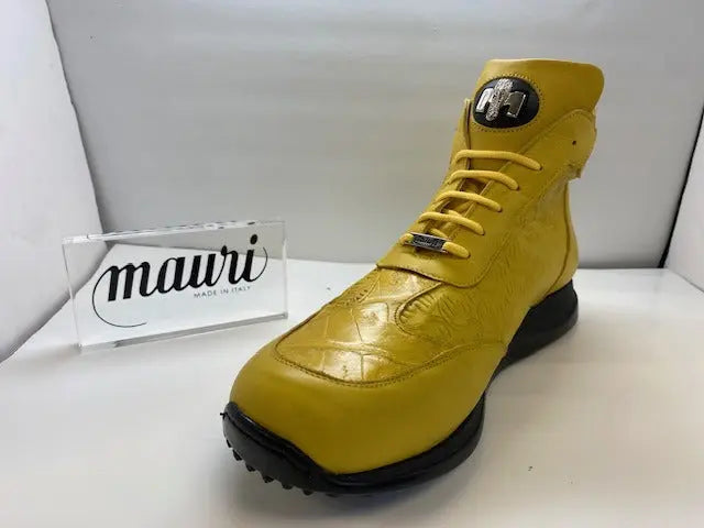 Mauri Trio 8510 Yellow Genuine Baby Crocodile/Nappa/Nappa Embossed Casual Sneakers