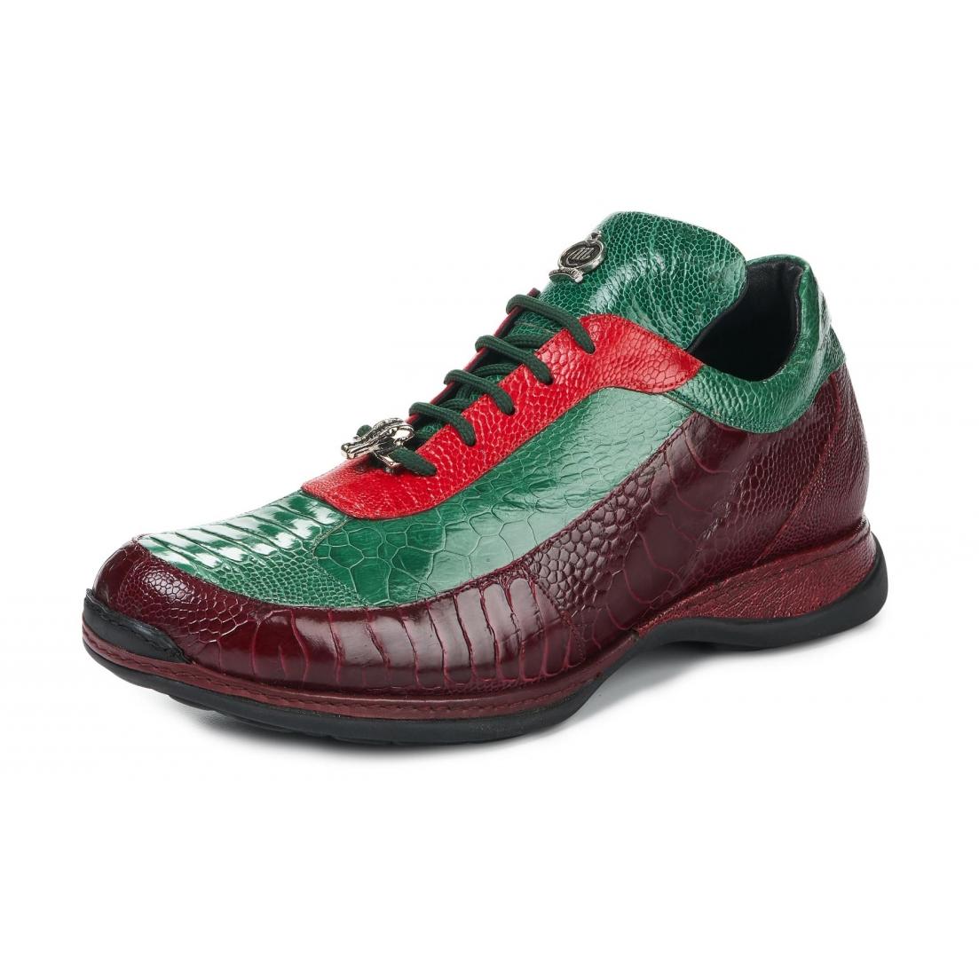 Mauri Eclectic 8569 Reby Red/Leaf Green/Red Genuine Ostrich Leg Sneakers