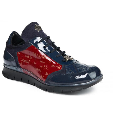 Mauri  Legend  8571 Laser Red/Wonder Blue Genuine Baby Crocodile/Patent/Suede Leather Sneakers