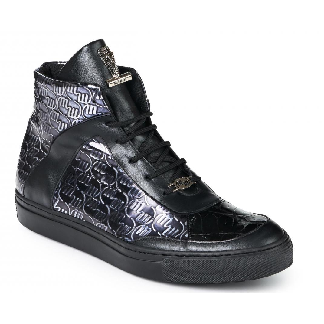 Mauri Heart 8583 Black Genuine Baby Crocodile/Nappa/Calf H/-Painted Sneakers