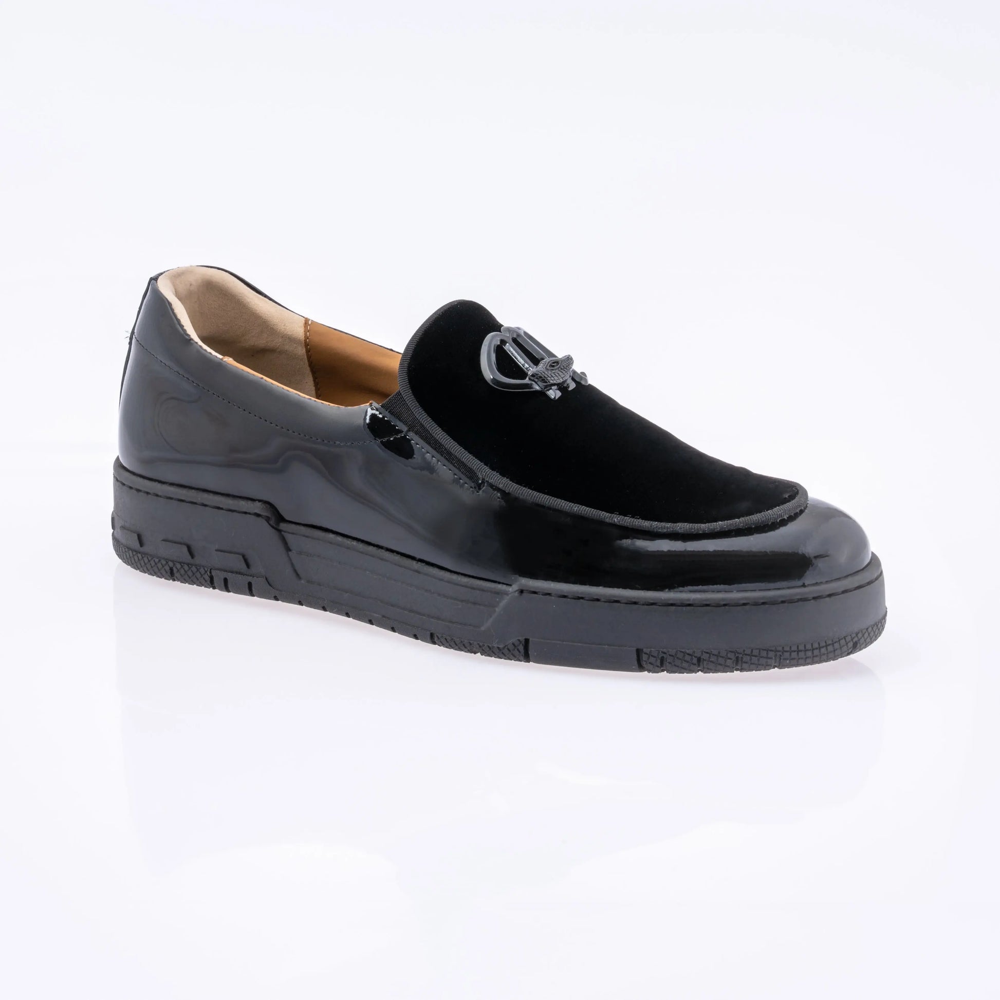Mauri 8600/8 Black Genuine Leather Patent/Velvet Loafers
