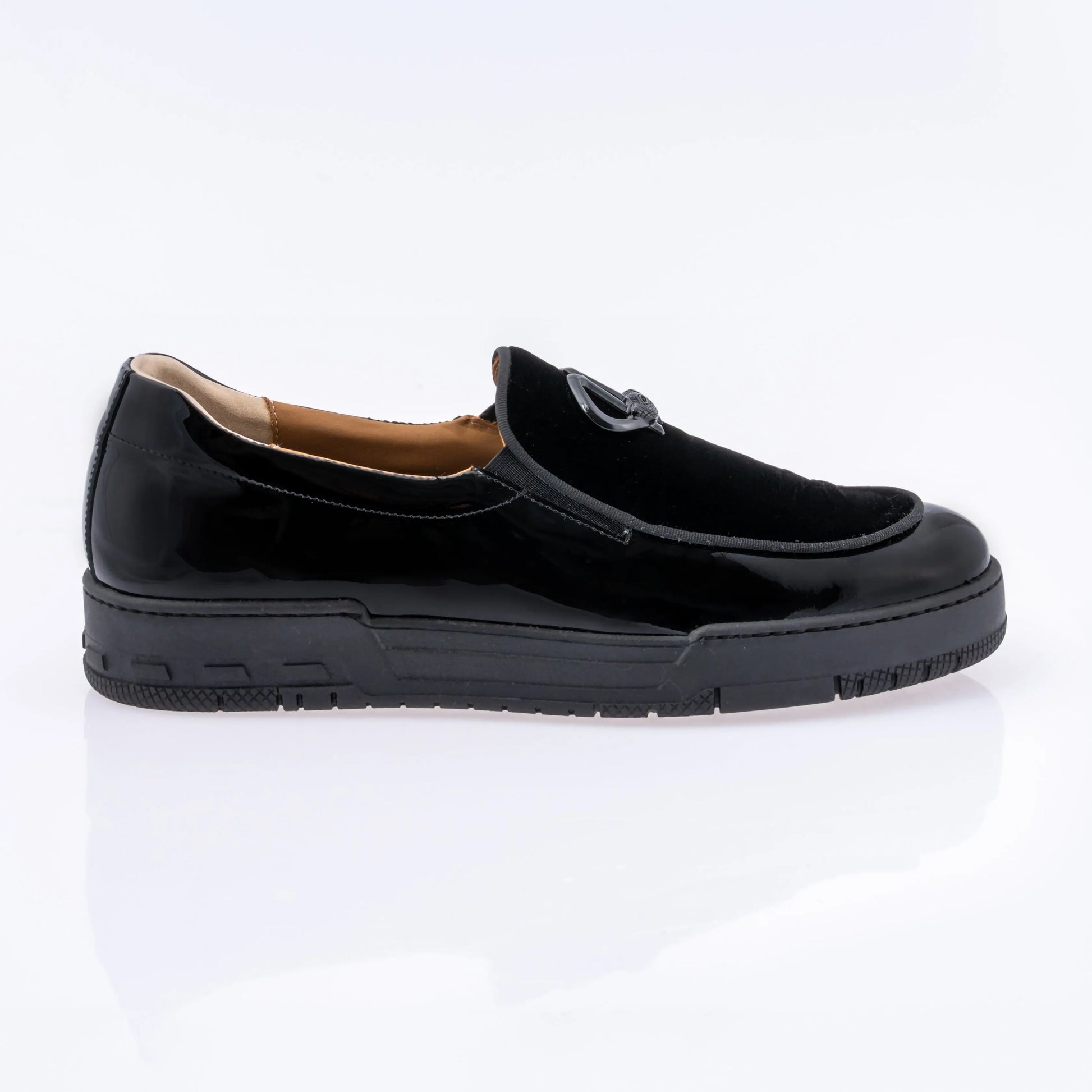 Mauri 8600/8 Black Genuine Leather Patent/Velvet Loafers