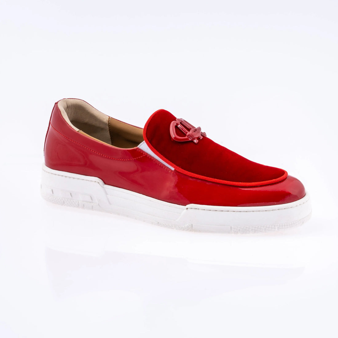 Mauri 8600/8 Red Genuine Leather Patent/Velvet Loafers