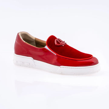 Mauri 8600/8 Red Genuine Leather Patent/Velvet Loafers