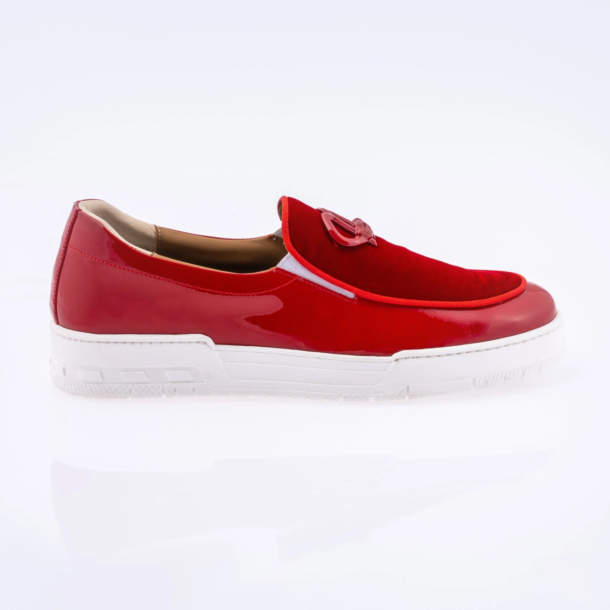 Mauri 8600/8 Red Genuine Leather Patent/Velvet Loafers