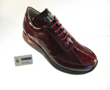 Mauri 8658/2 Ruby Red Genuine Hornback Crocodile/Dover Embossed Sneakers