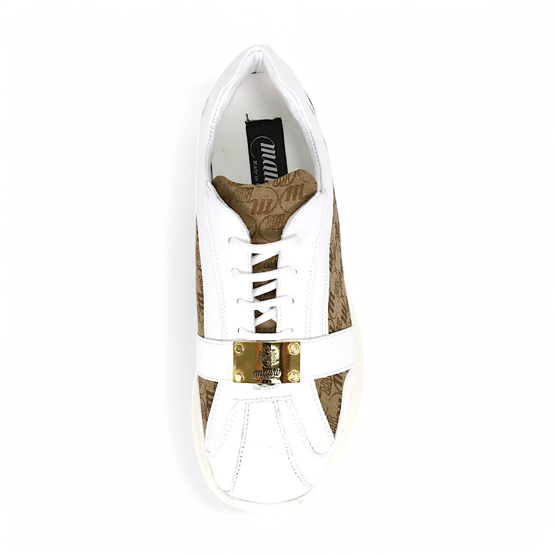 Mauri 8665/2 White/Beige Genuine Baby Crocodile/Nappa/Double M Fabric Sneakers