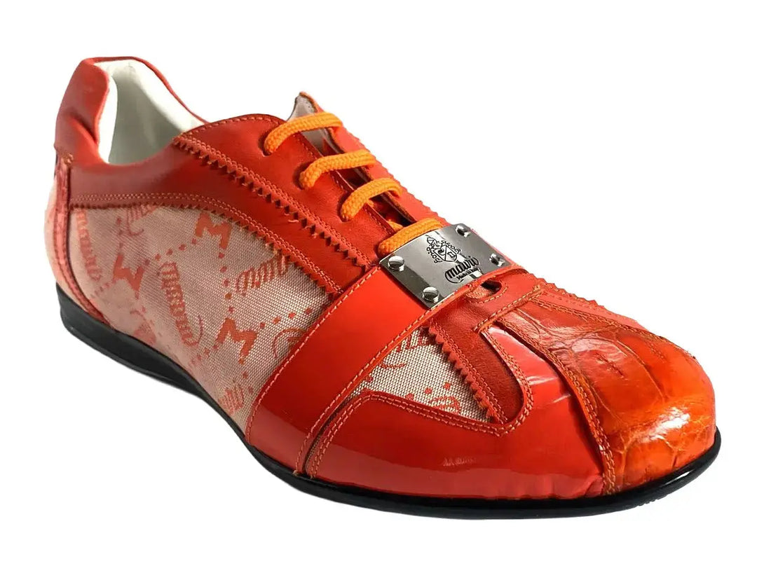 Mauri 8665 Orange Genuine Crocodile/Patent Leather/Mauri Fabric Sneakers