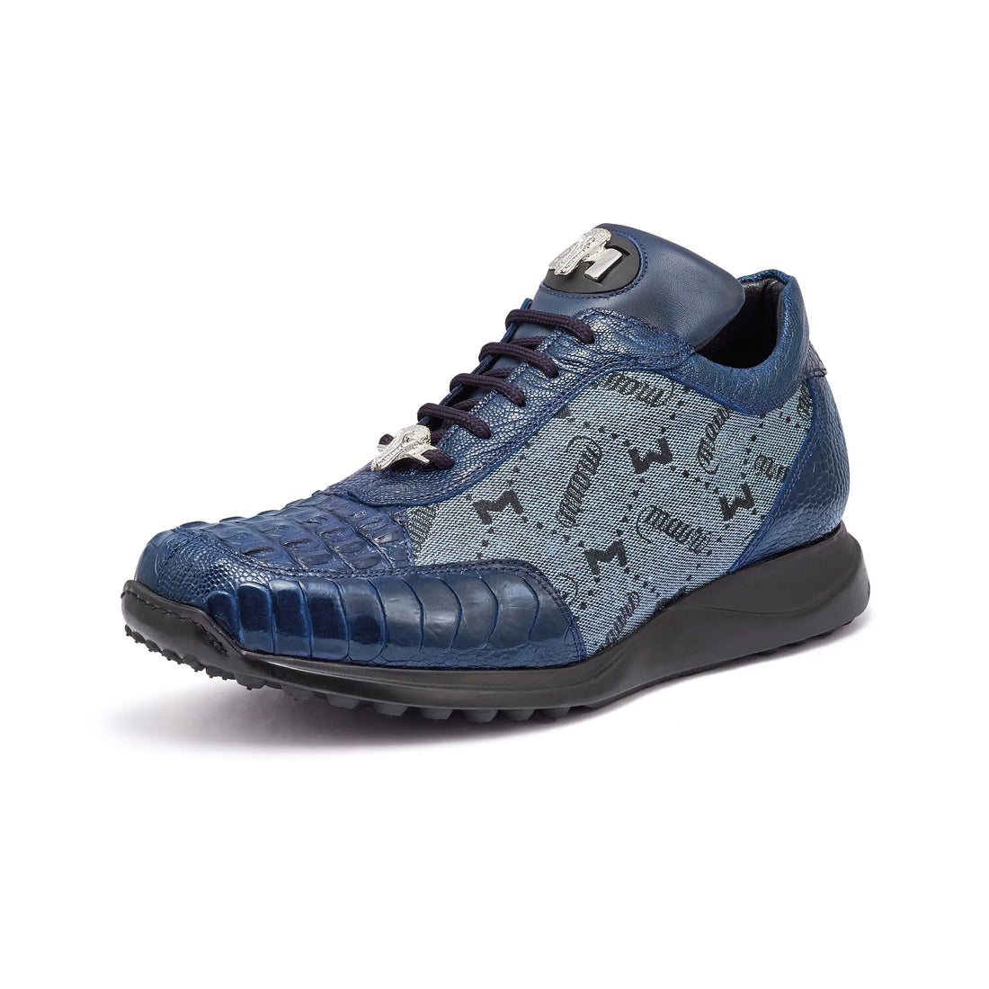 Mauri 8741/2 Wonder Blue Genuine Ostrich Leg/Hornback Crown/Fabric Sneakers