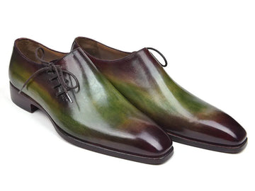 Paul Parkman Men's Green/Bordeaux Side Lace Oxfords (ID#885F74) PAUL PARKMAN