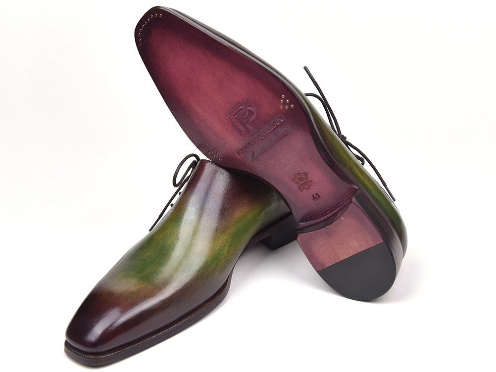 Paul Parkman Side Lace Oxfords Green & Bordeaux (ID#885F74) PAUL PARKMAN