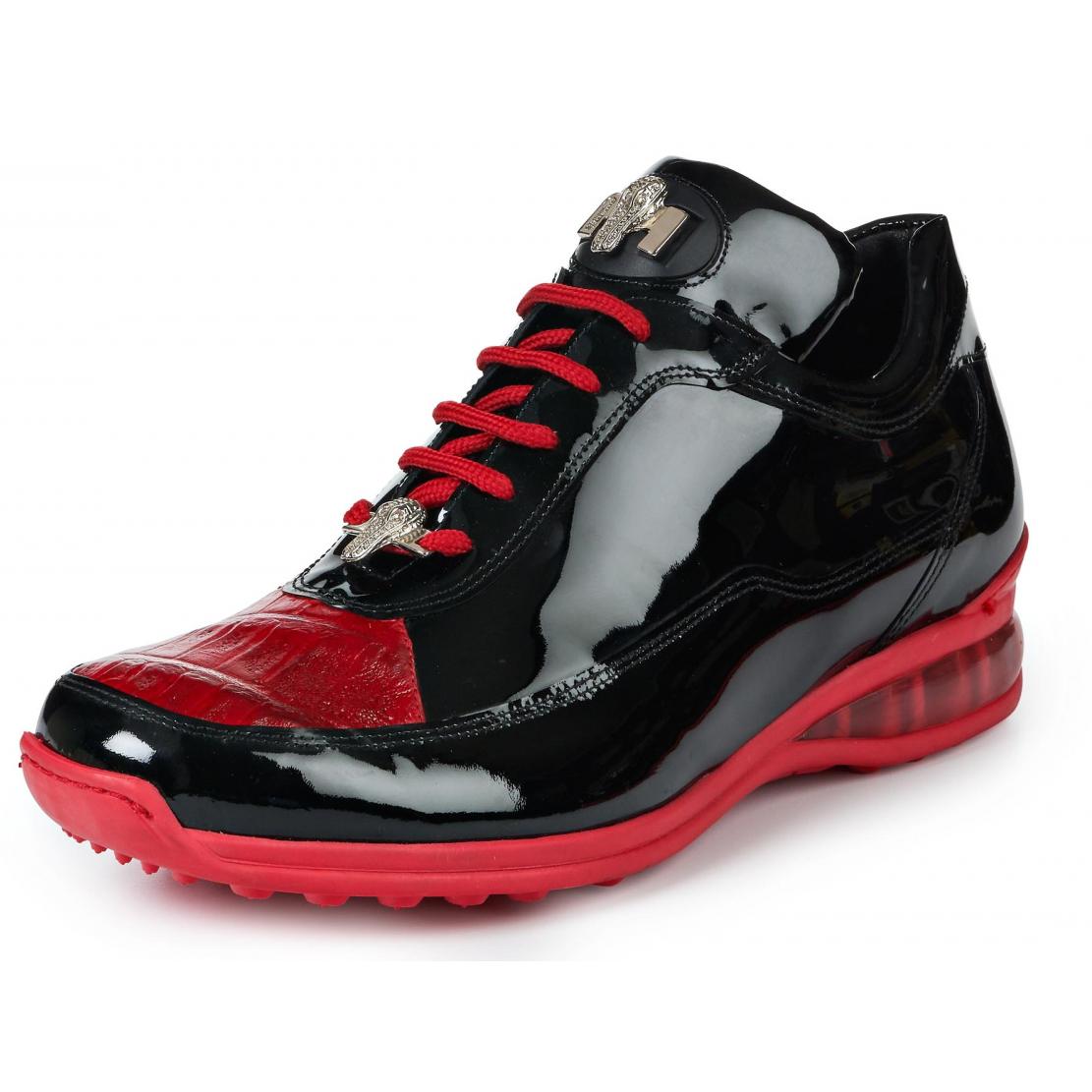 Mauri Bubble 8900/2 Red/Black Genuine Baby Crocodile/Patent Leather Sneakers