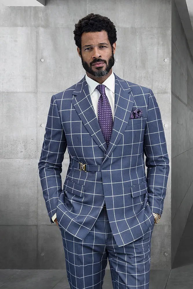 Statement Altare Steel Blue Super 200's Italian Wool Suit