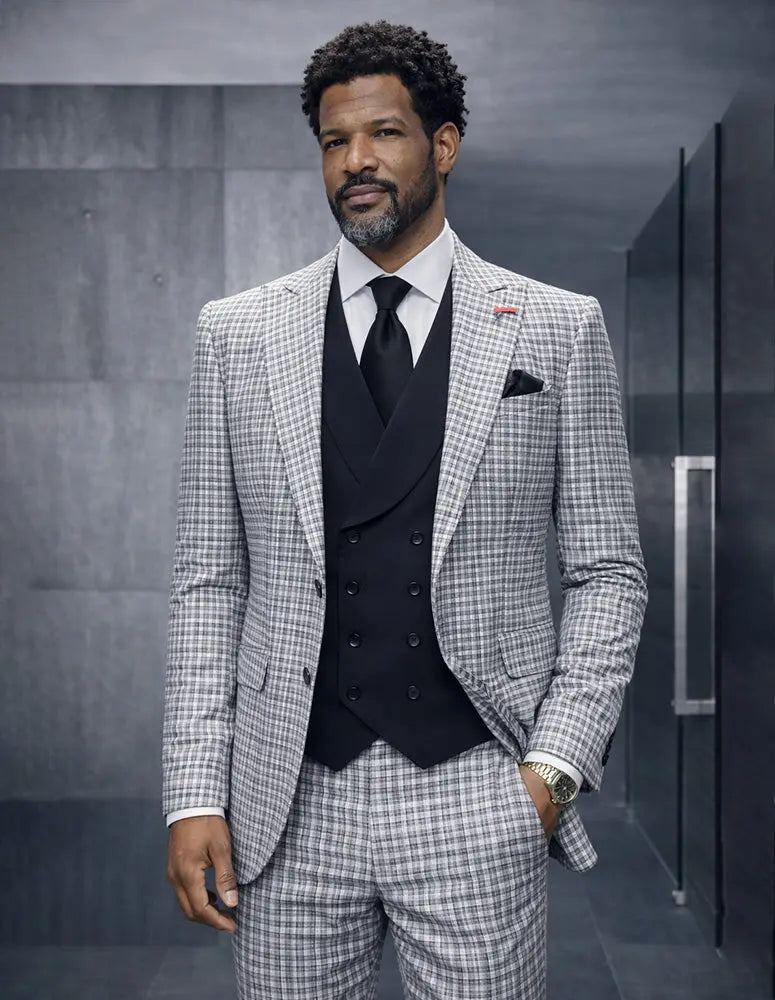 Statement Viola Natural Super 200's Italian Wool/Cashmere Vested Suit