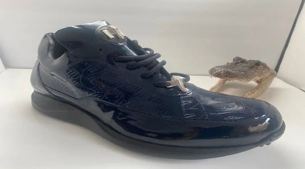 Mauri 8900/2 Wonder Blue Genuine Baby Crocodile/Patent Embossed Sneakers