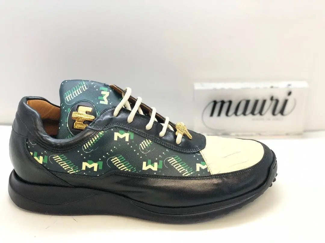 Mauri 8900/2 Green/Cream Genuine Nappa/Baby Crocodile Sneakers