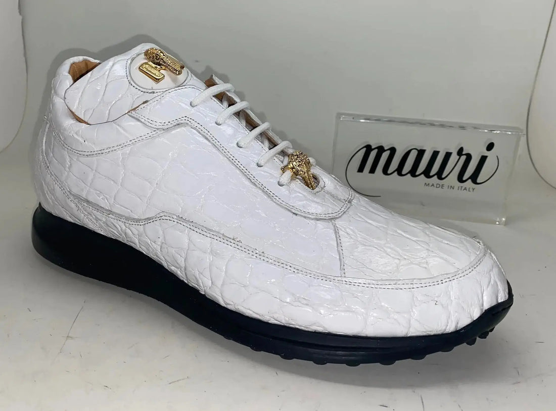 Mauri 8900/2 White Genuine Alligator Sneakers