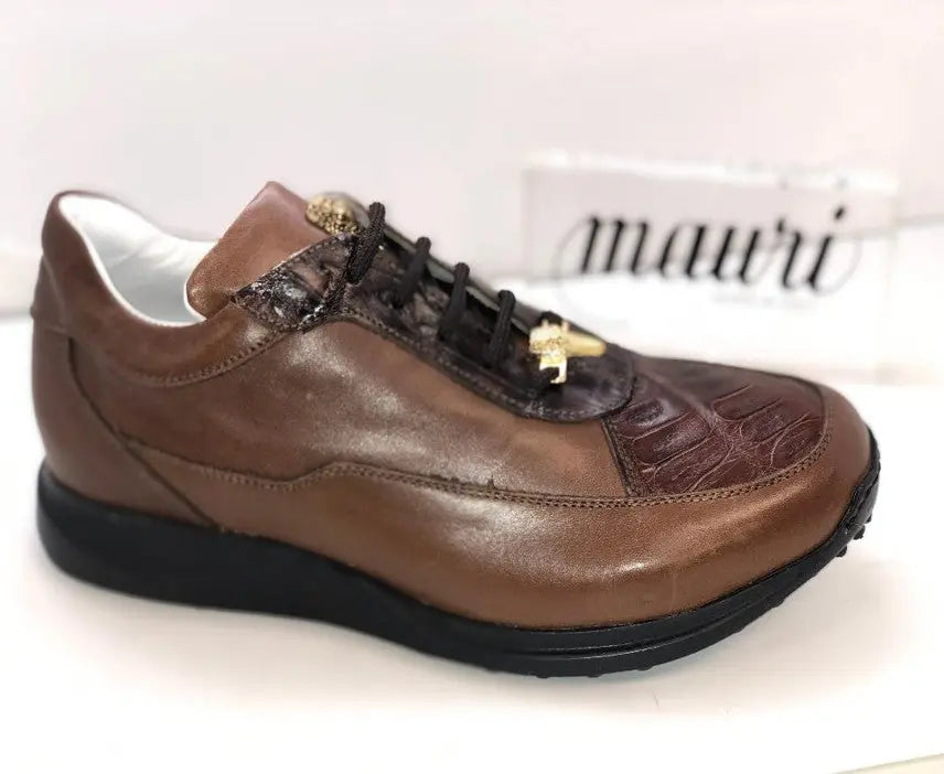Mauri 8900/9 Cognac Genuine Baby Crocodile/Nappa Leather Sneakers