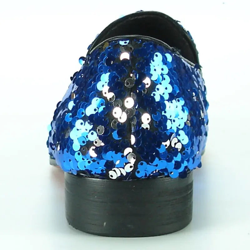 Fiesso FI-7102 Blue Sequins Loafers