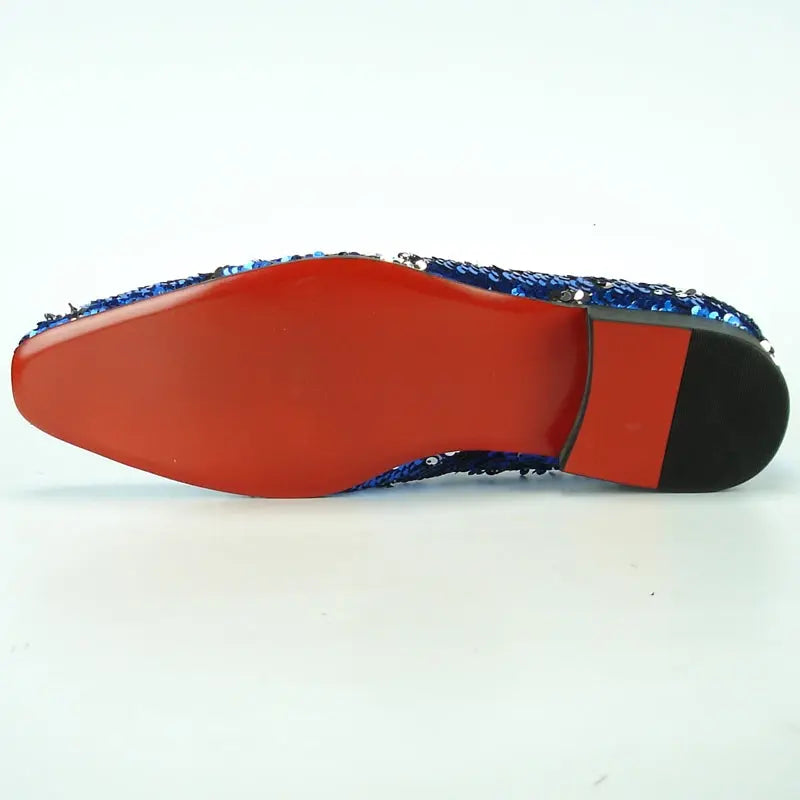 Fiesso FI-7102 Blue Sequins Loafers