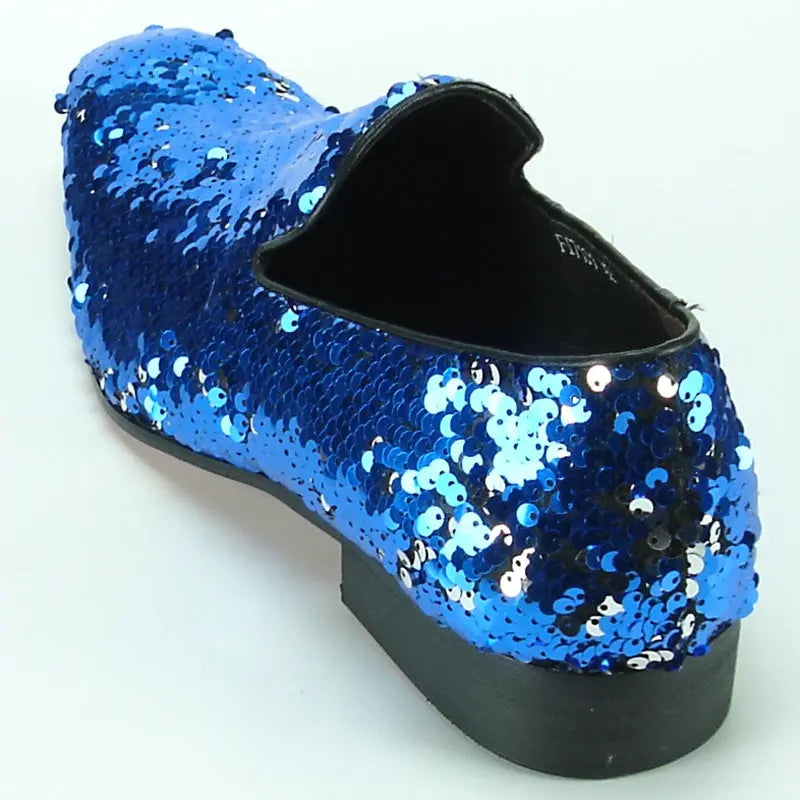 Fiesso FI-7102 Blue Sequins Loafers
