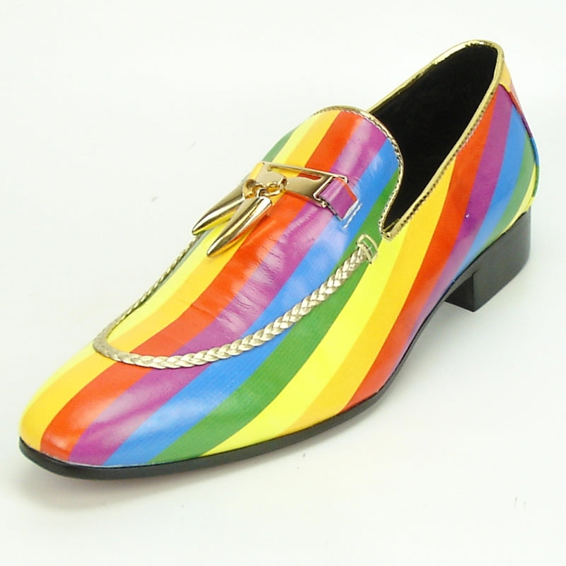 Fiesso FI-7157 Rainbow Slip on Loafers